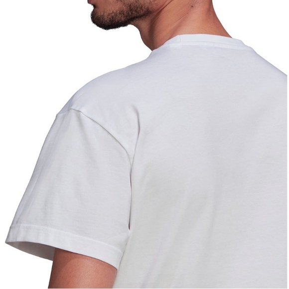 Men's adidas Essentials Giant Logo Tee White with Black logo *RUNS 1 SIZE LARGE* - Picture 5 of 14